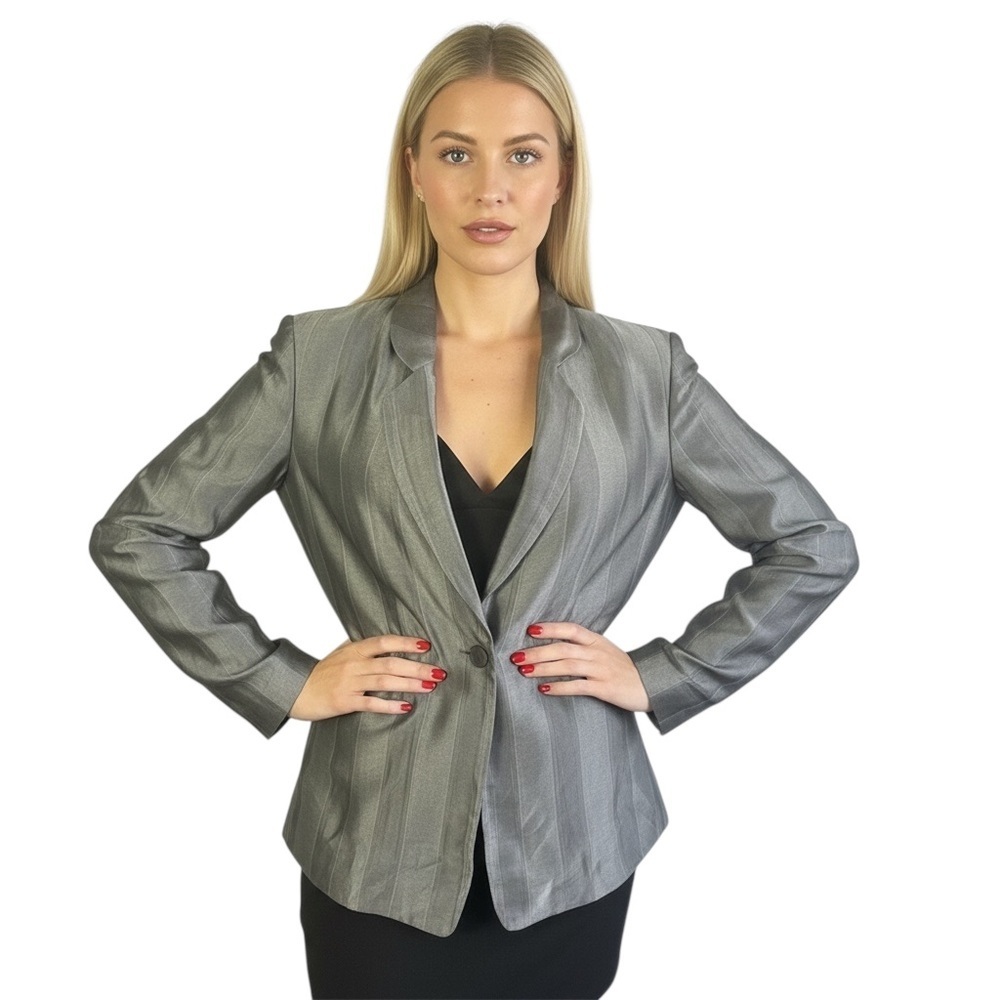 GIORGIO ARMANI VINTAGE 90s SILK BLAZER GREY LINED BLAZER BLAZER MADE IN ITALY 10